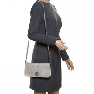 Tory Burch Silver/Grey Suede Shoulder Bag